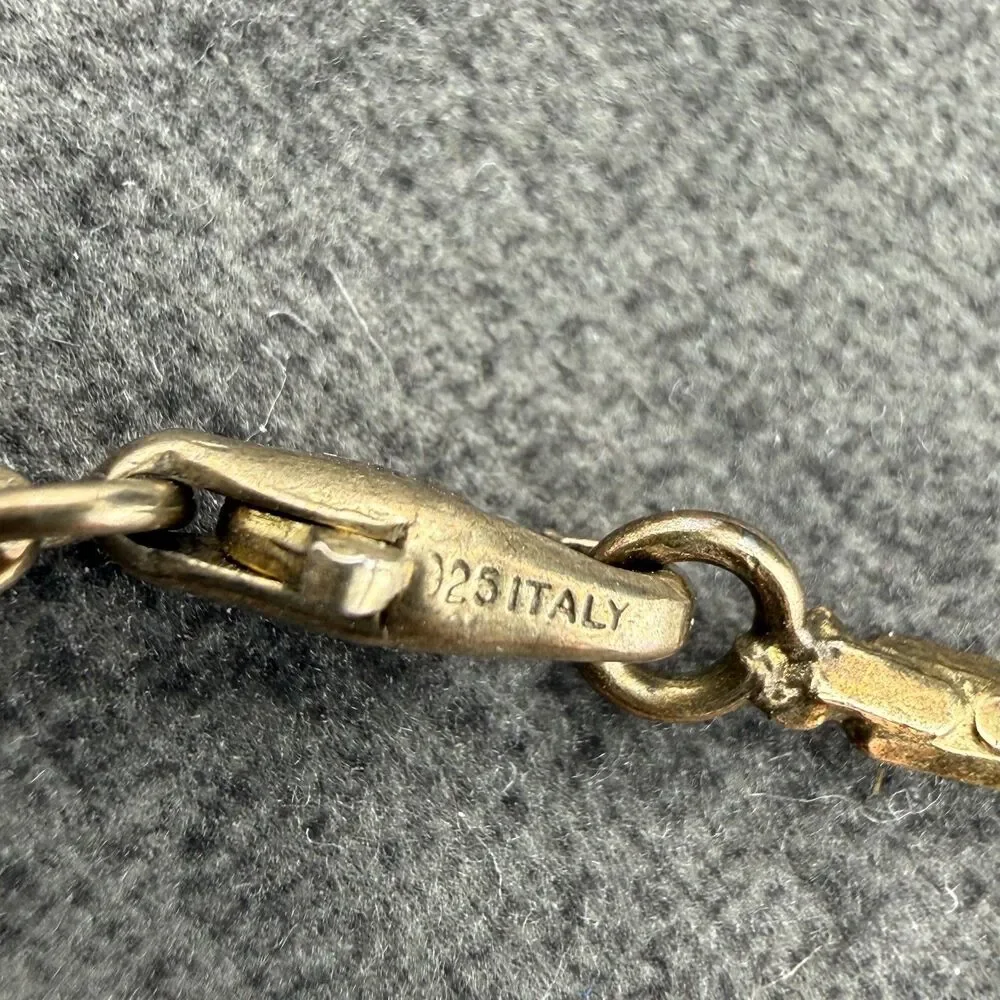 Vintage Signed 925 Italy TriColor Gold Vermeil Silver Cleopatra Chain Necklace